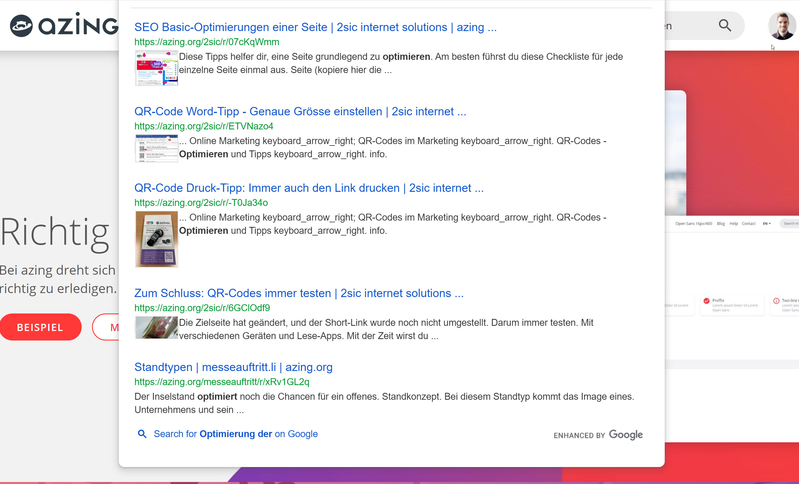 Suche auf oberster Ebene